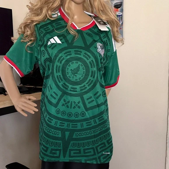 adidas Men's Green Soccer Polo with Red and White Trim - Picture 3 of 16